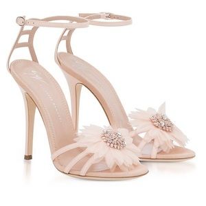 Giuseppe Zanotti Feather Applique & Patent Sandal